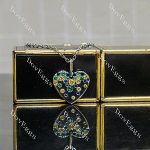 Round pave multicolor art deco pendant necklace(pendant only)| Doveggs