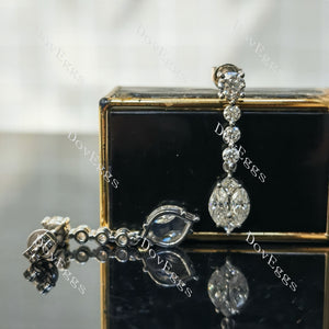 Doveggs round marquise moissanite/lab grown diamond dangle earrings