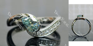 pear pave colored moissanite engagement ring