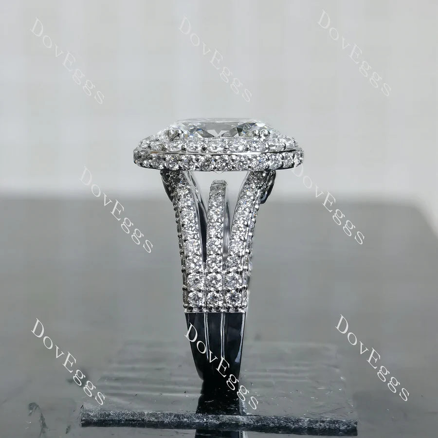 Lab Diamond Ring with Round Accents (Moissanite/LGD) in 10K/14K Gold or Platinum | DovEggs
