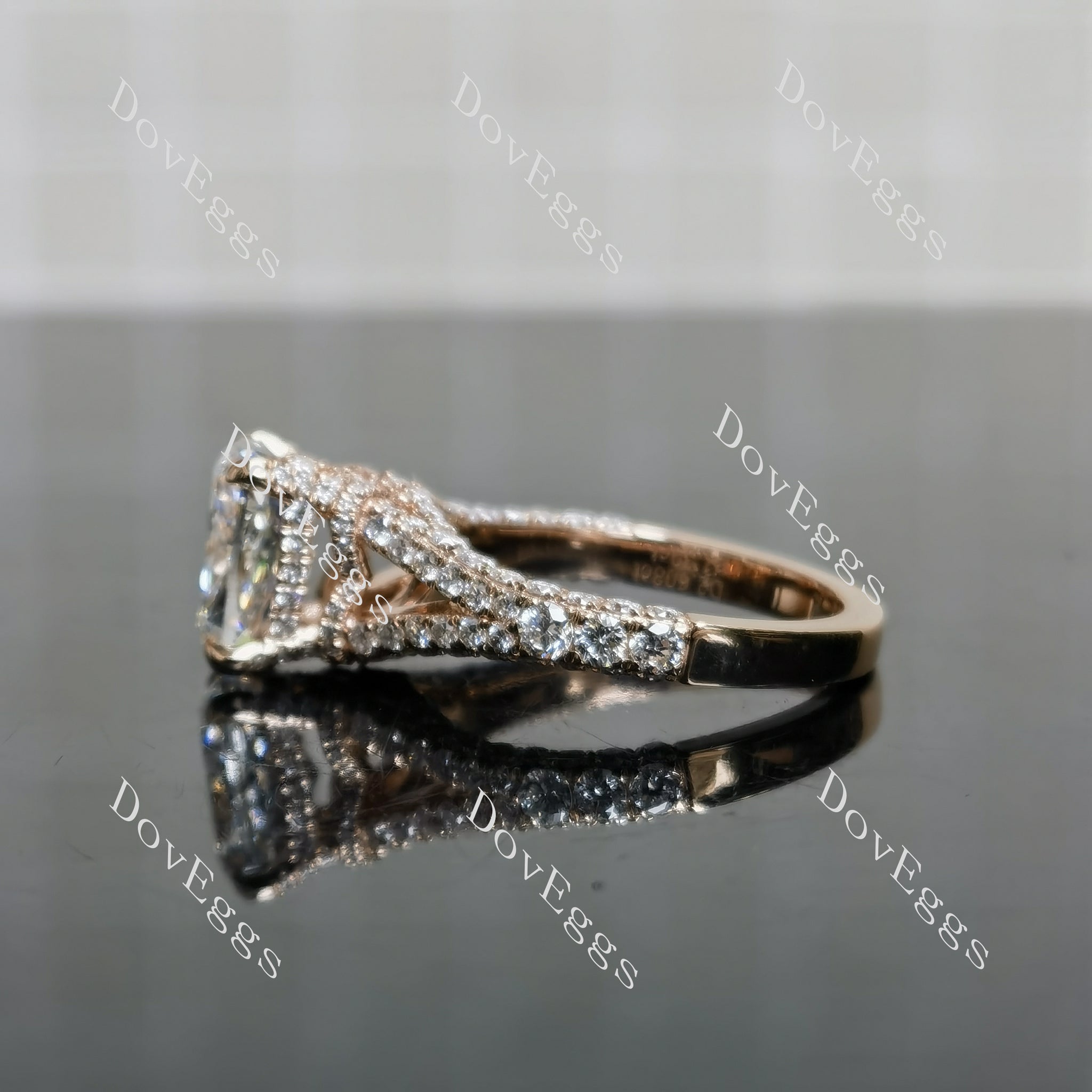 Emily's Hope Cushion Pave Split Shanks Half Eternity Lab Grown Diamond Engagement Ring