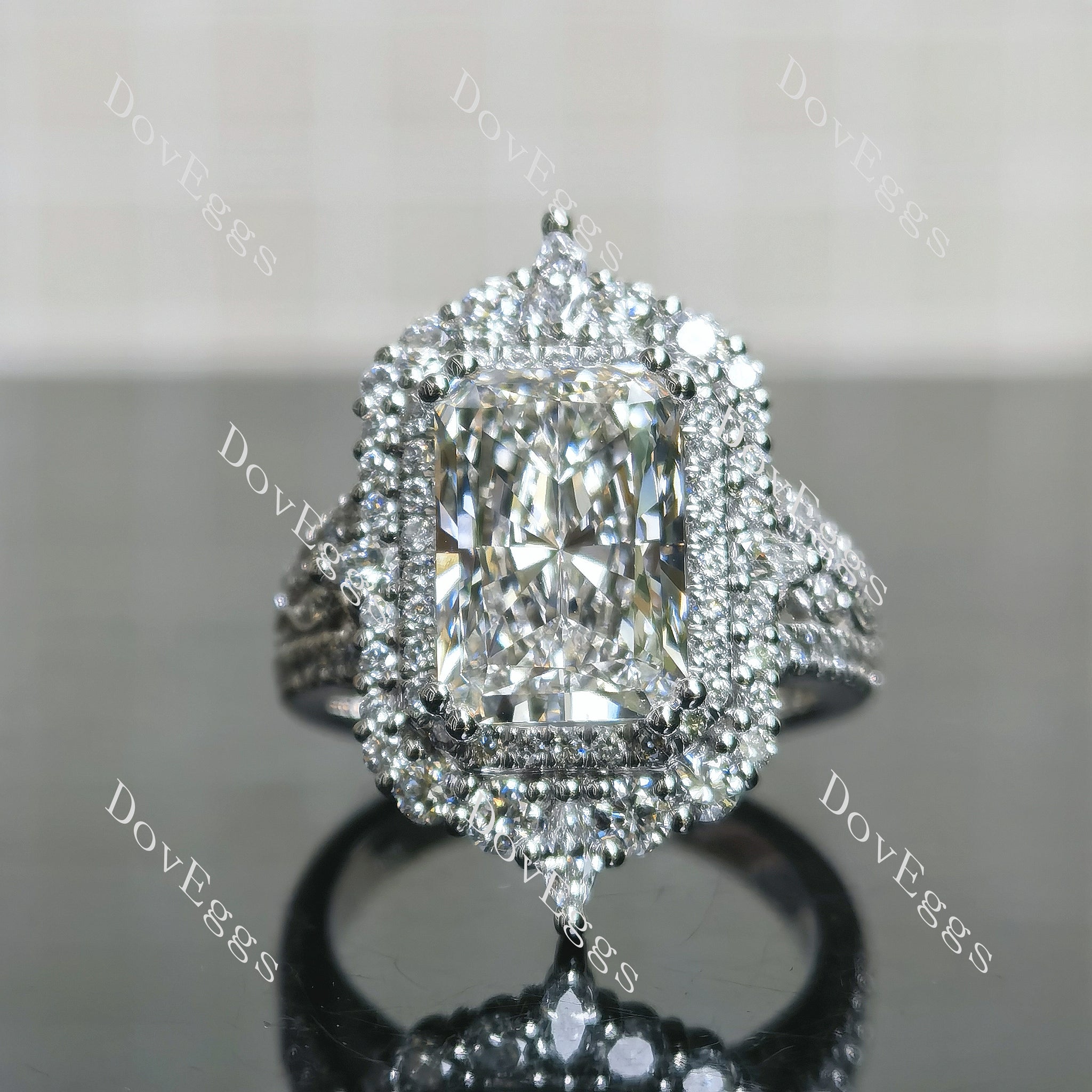 Doveggs halo pave vintage engagement ring only semi-mount only(Exclusively to DovEggs Stones)