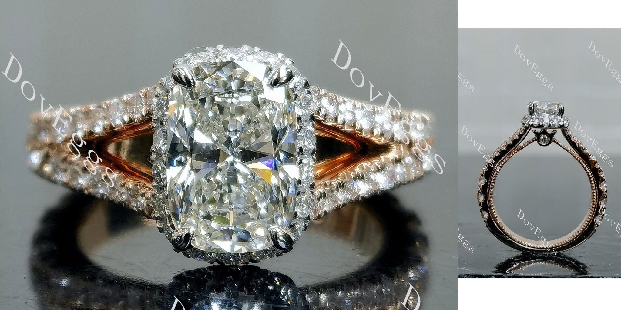 Cushion Halo Split Shanks Lab Grown Diamond