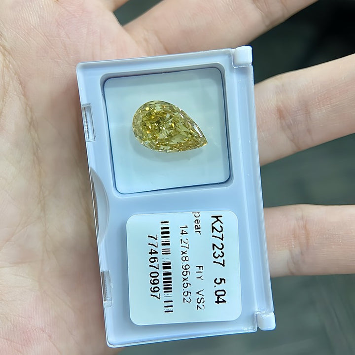 DovEggs 5.04ct pear fancy intense yellow VS2-LAB GROWN DIAMOND-K27237