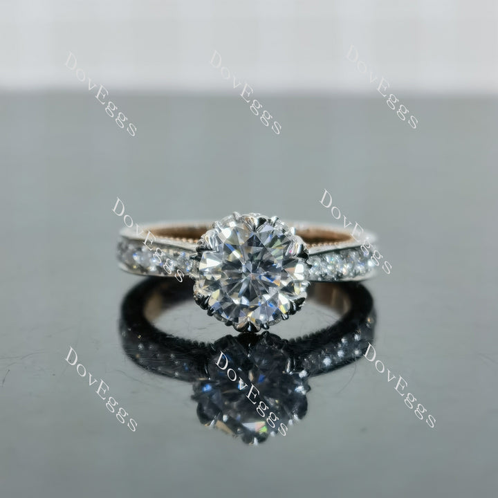 (size 6) Doveggs sterling silver & plated with yellow gold 1.5ct round moissanite engagement ring