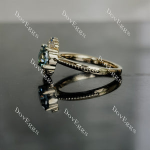 Doveggs round art deco colored moissanite engagement ringR122