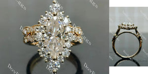 Marquise Modified H&A cut halo moissanite bridal set (2 rings)