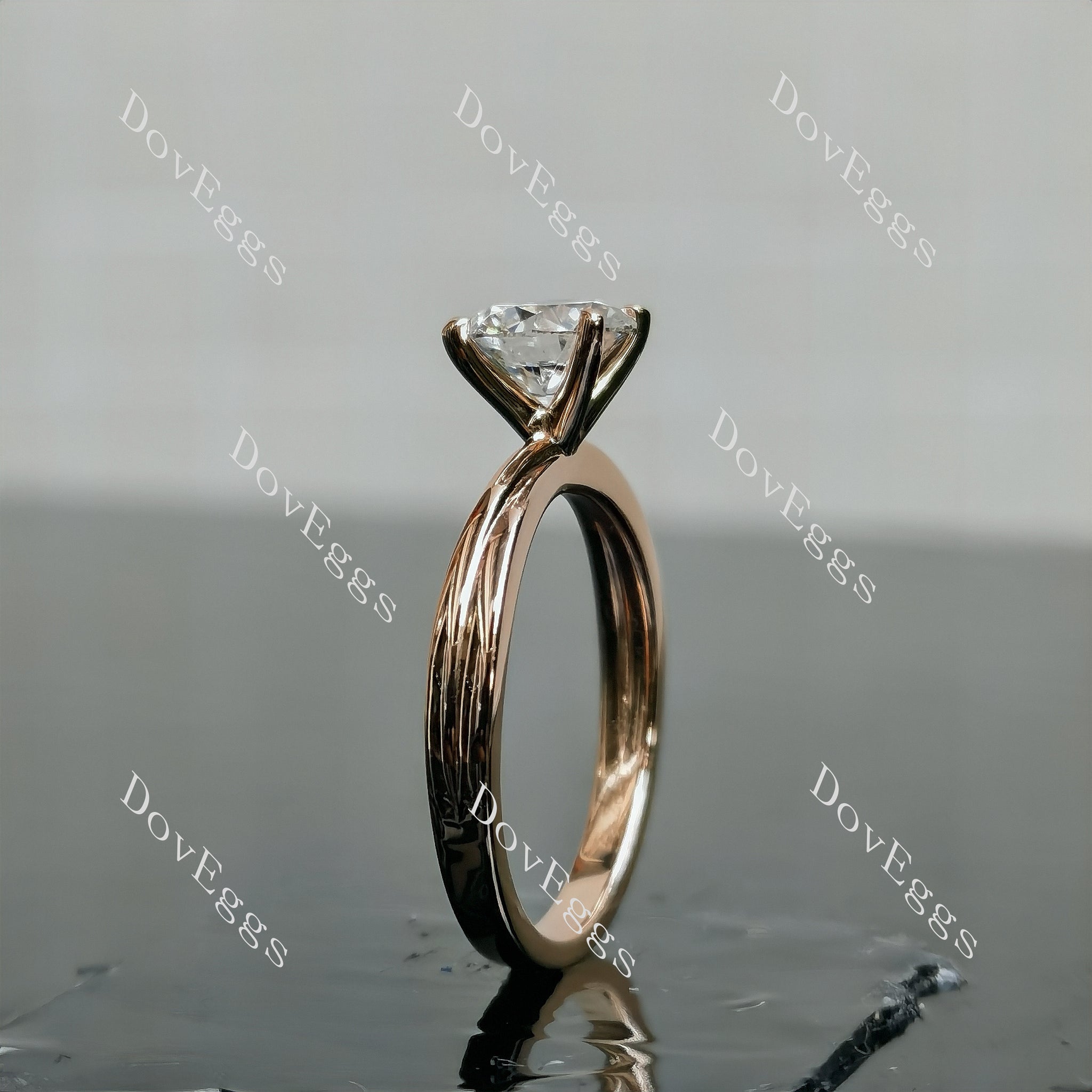 Doveggs Round Pave Solitaire Lab Grown Diamond Engagement Ring