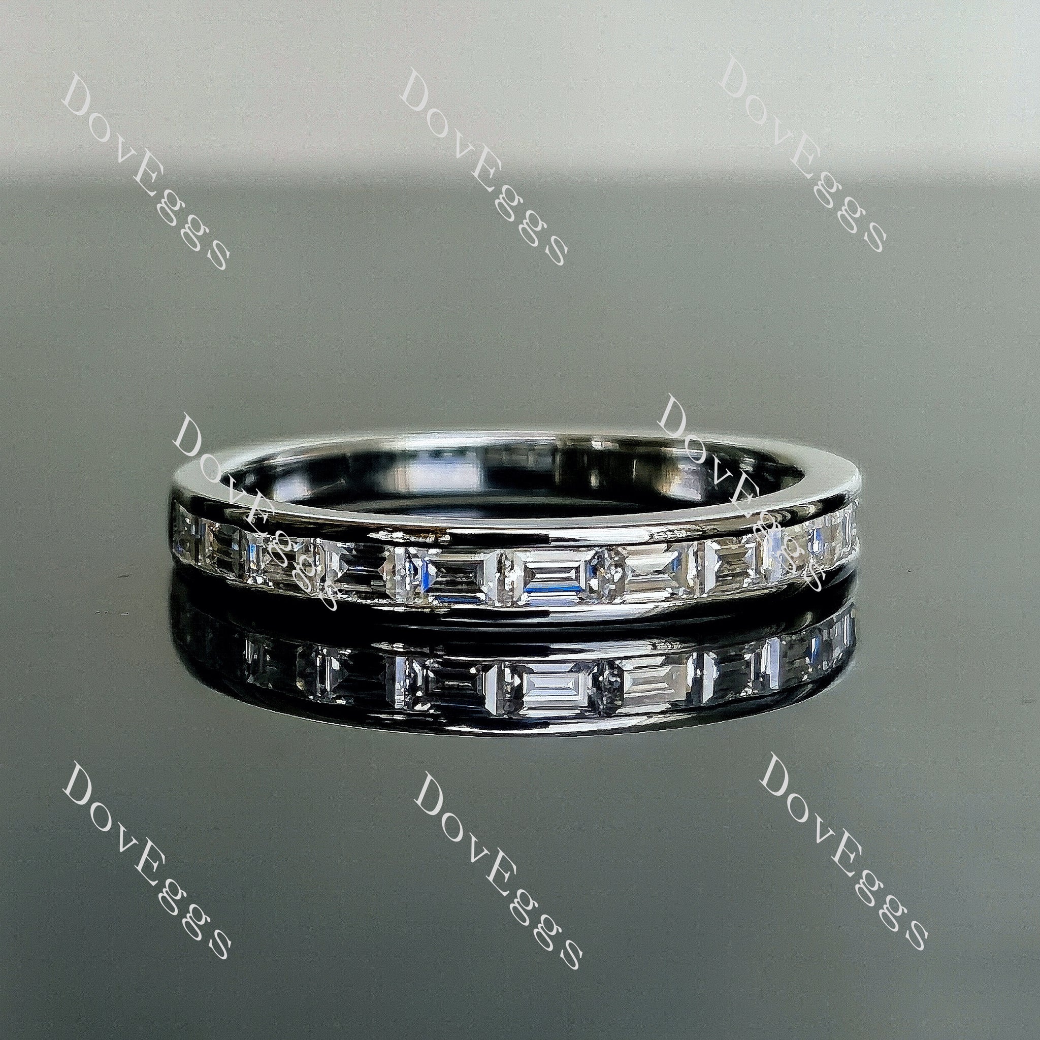 Doveggs baguette channel set moissanite/lab grown diamond wedding band-2.4mm band width