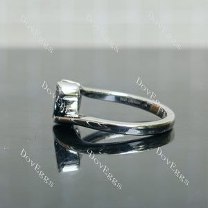 Doveggs pear bezel two stones twilight blue moissanite & colored gem moissanite engagement ring
