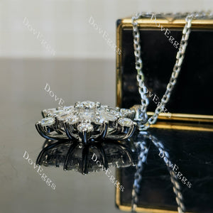 Doveggs round baguette snowflake moissanite/lad grown diamond pendant necklace(pendant only)