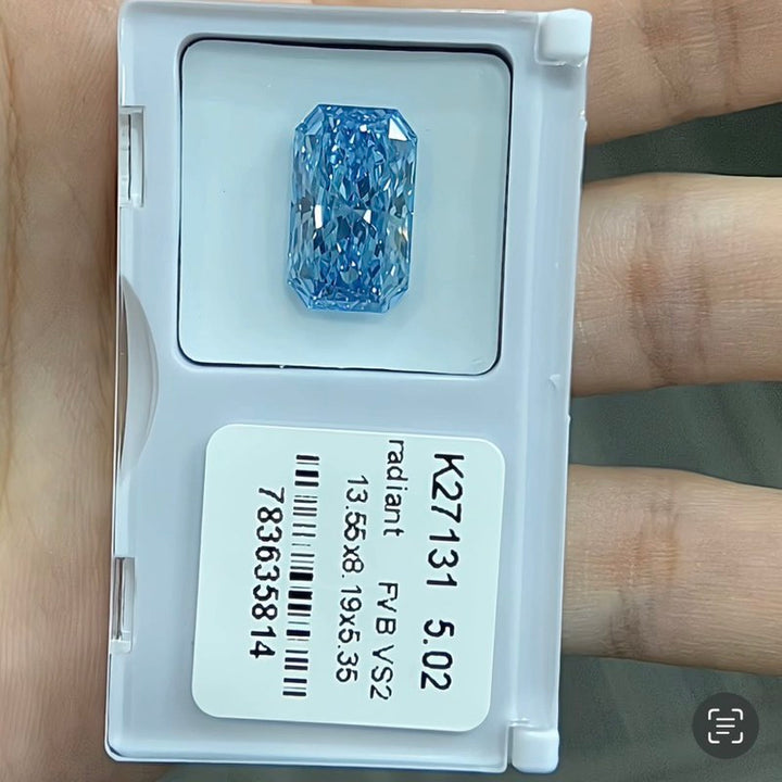 DovEggs 5.02ct radiant fancy vivid blue VS2-LAB GROWN DIAMOND-K27131