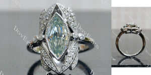 Doveggs 2ct Marquise Accident Color Light Blue Moissanite Stones Sterling Silver Ring
