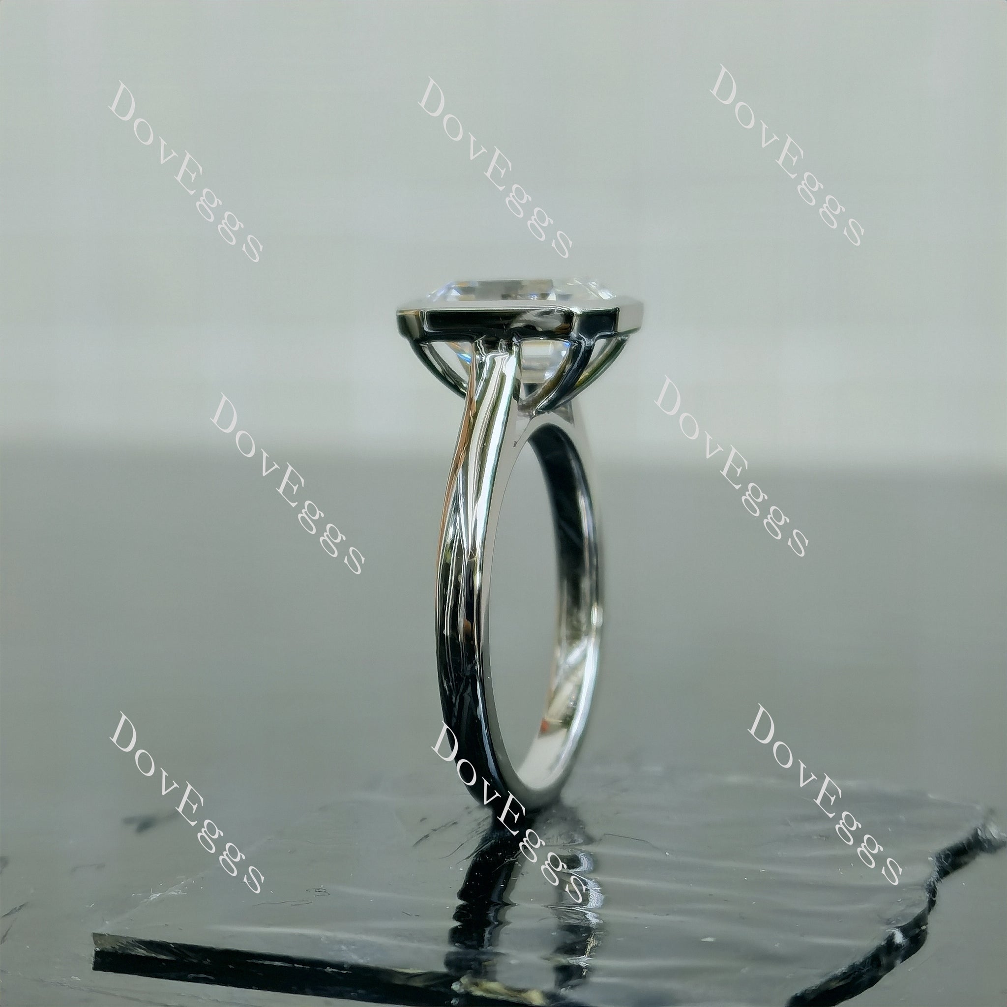 Doveggs Elizabeth Taylor Krupp Cut bezel solitaire moissanite engagement ring