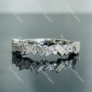 Doveggs baguette marquise round pave moissanite/lab grown diamond wedding band-2.5mm band width