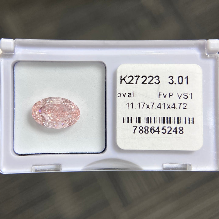 DovEggs 3.01ct oval fancy vivid pink VS1-LAB GROWN DIAMOND-K27223