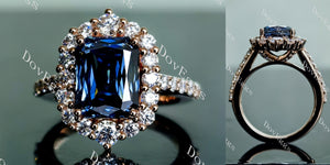 Doveggs criss cut halo twilight blue moissanite engagement ring