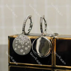 Round pave multicolor art deco moissanite/labgrown diamond/colored gem dangle earrings| Doveggs