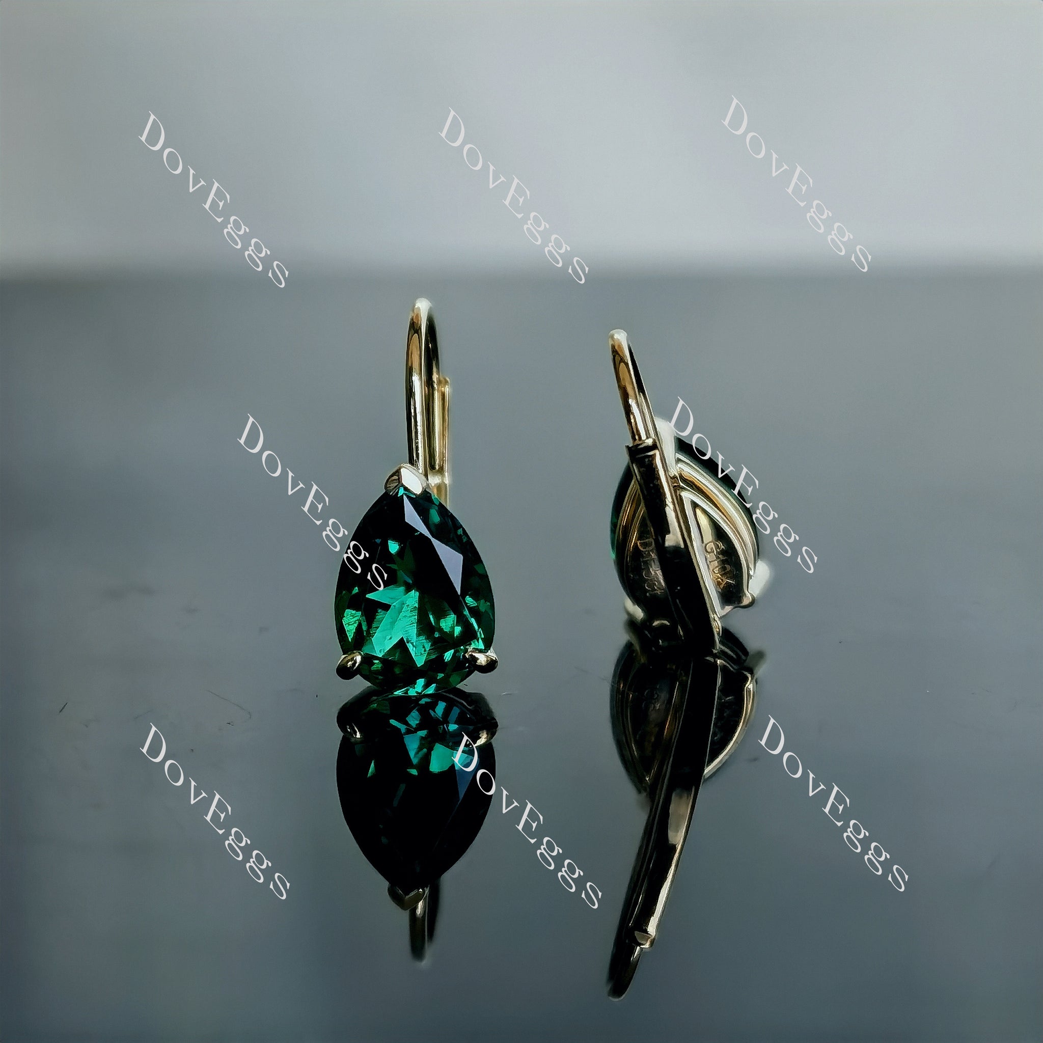 Doveggs pear solitaire colored gem earrings for women