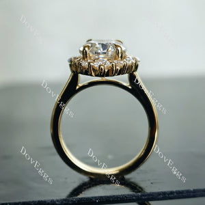 The Catherine oval halo moissanite engagement ring