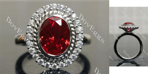 oval bezel halo colored gem engagement ring