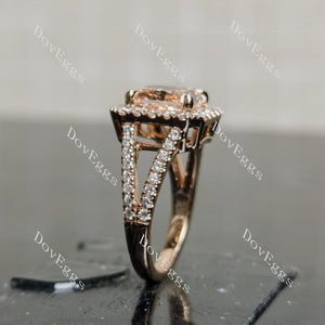 Doveggs radiant halo split shanks colored gem engagement ring