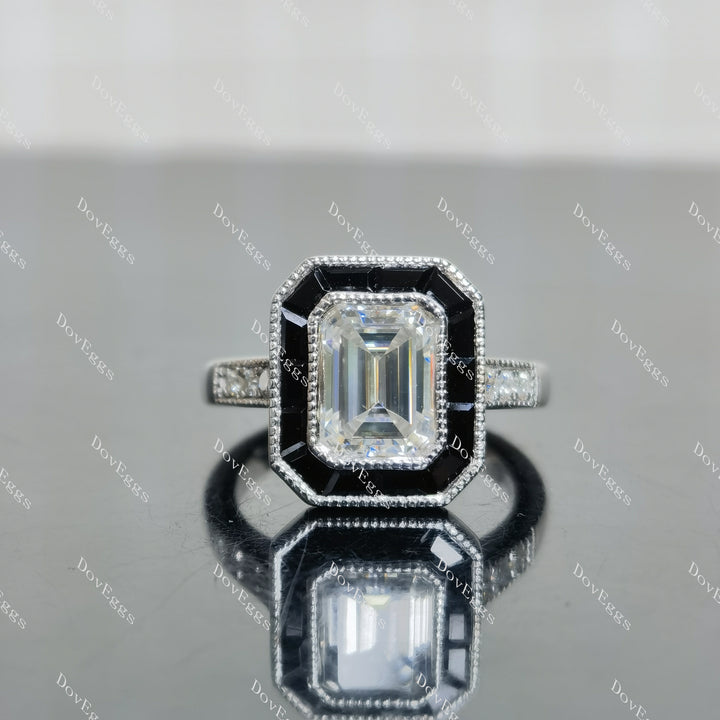 (size 4.75)Doveggs 2ct GHI color emearld moissanite engagement SS ring