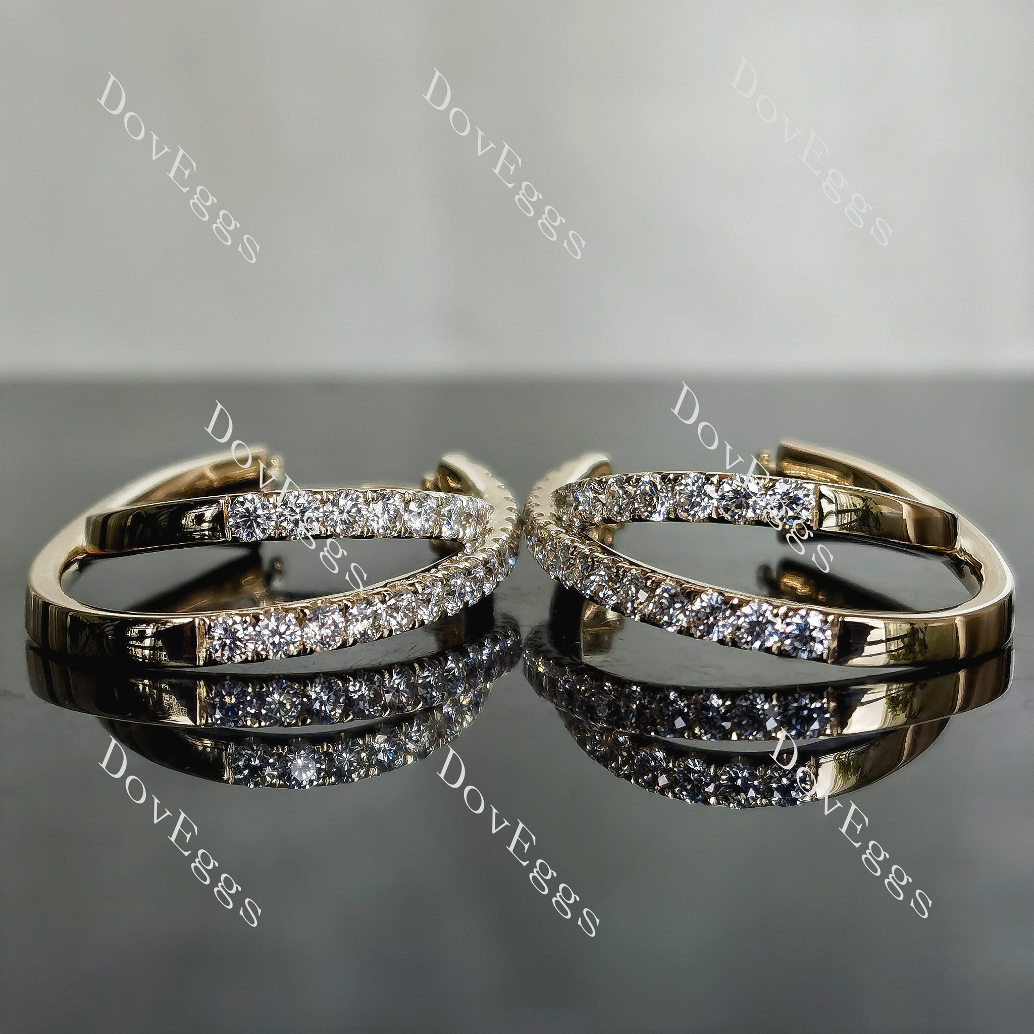 Doveggs round pave moissanite/lab grown diamond earrings (around 25mm length)