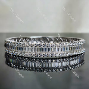 Doveggs baguette round eternity pave moissanite bangle for women