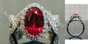  oval halo split shanks colored gem engagement ring