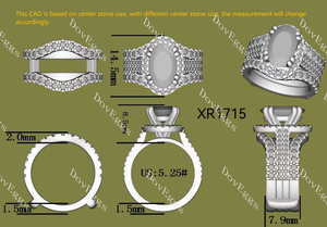 Doveggs Oval Pave Halo Half Eternity Lab Grown Diamond Bridal Set (2 rings)