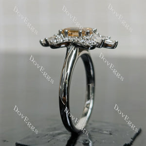 (size 9.5) Doveggs sterling silver 2ct Emerald champagne moissanite engagement ring