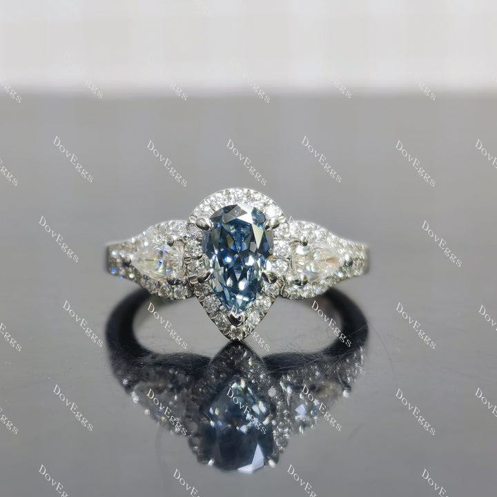 (size 5.75) Doveggs 1.25ct  Stardust Grey pear moissanite sterling silver engagement ring