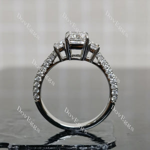 Doveggs Radiant Pave Side Stones Half Eternity Lab Grown Diamond Engagement Ring
