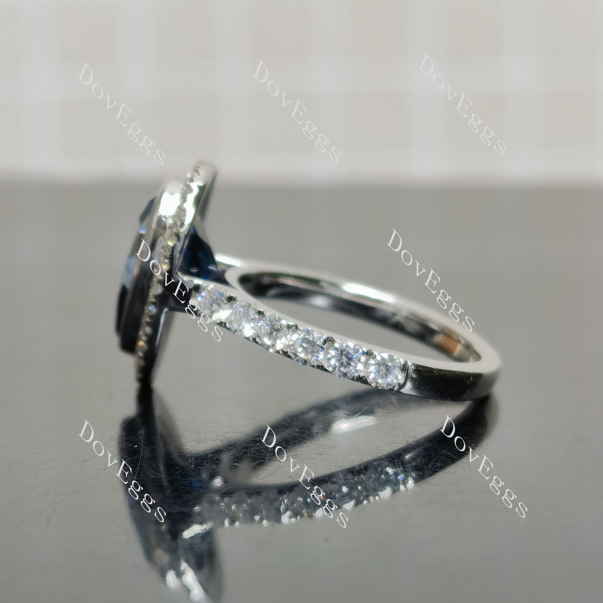 (size 8.25) Doveggs sterling silver 5ct pear twilight blue moissanite engagement ring