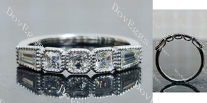asscher five-stone bezel moissanite wedding band-2.0mm band width