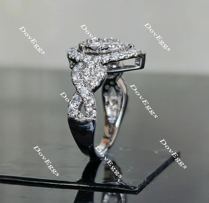 DovEggs split shank double halo engagement ring engagement ring only semi-mount only(Exclusively to DovEggs Stones)