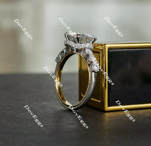 DovEggs halo side-stone engagement ring only semi-mount only(Exclusively to DovEggs Stones）