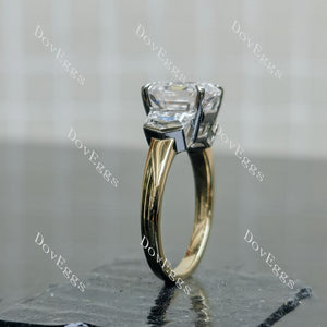 Aniela Asscher three stones moissanite engagement ring