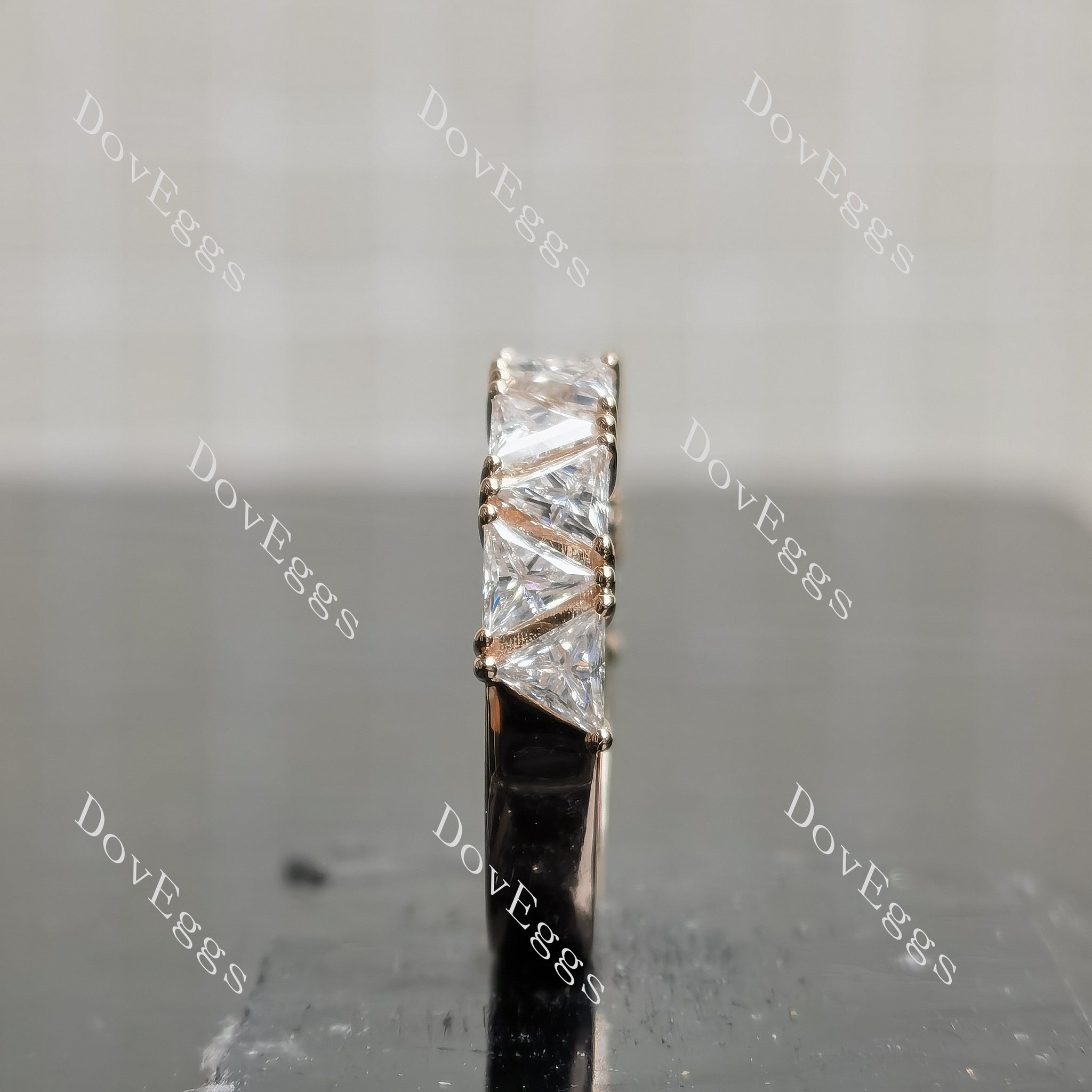 Doveggs triangle half/full eternity moissanite wedding band-4.0mm band width