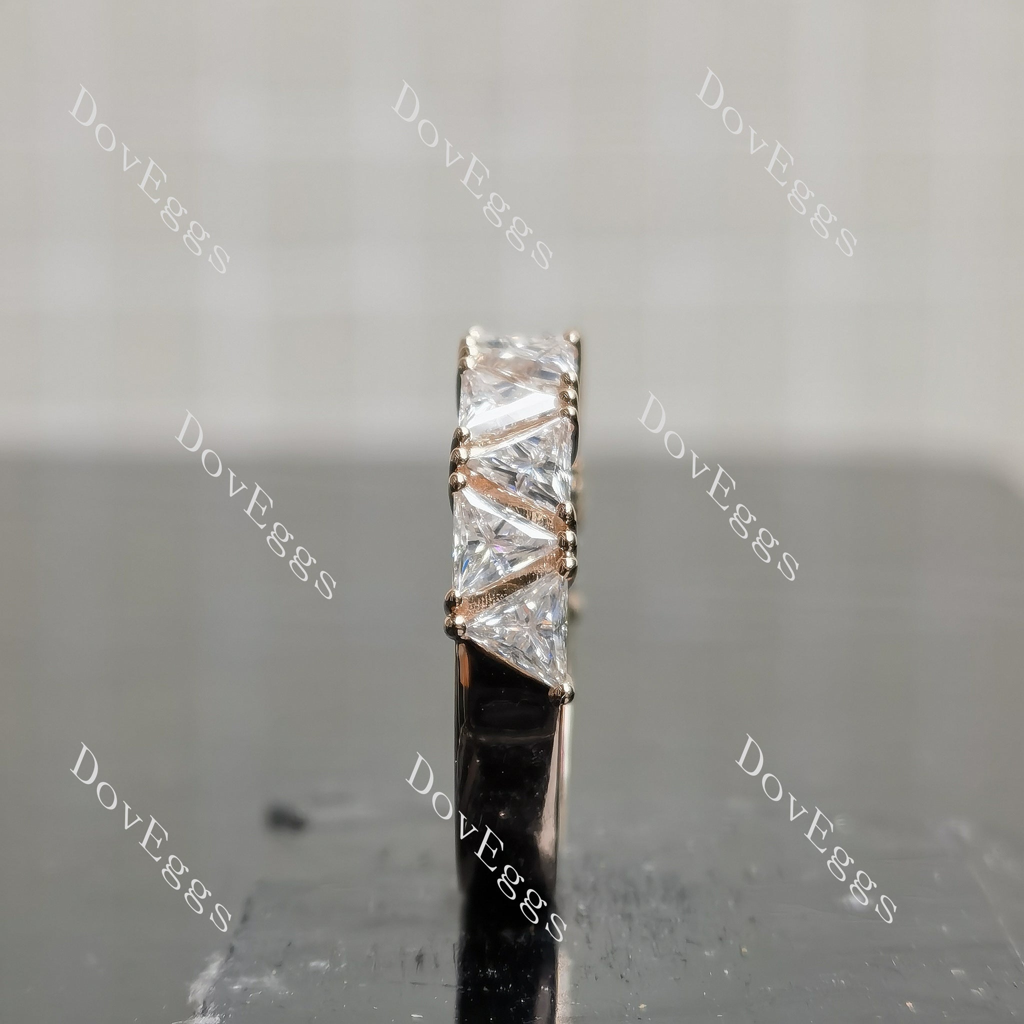 Doveggs triangle half eternity/full enternity moissanite wedding band-4.0mm band width