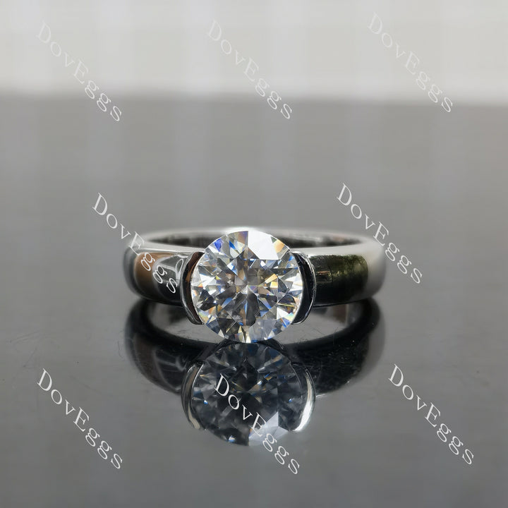 (size 6)Doveggs sterling silver 2ct Round moissanite engagement ring