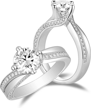 DovEggs 1.5ct round pave moissanite engagement ring