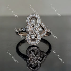 Fleur-de-lis round pave moissanite/lab grown diamond wedding band-2.2mm band width
