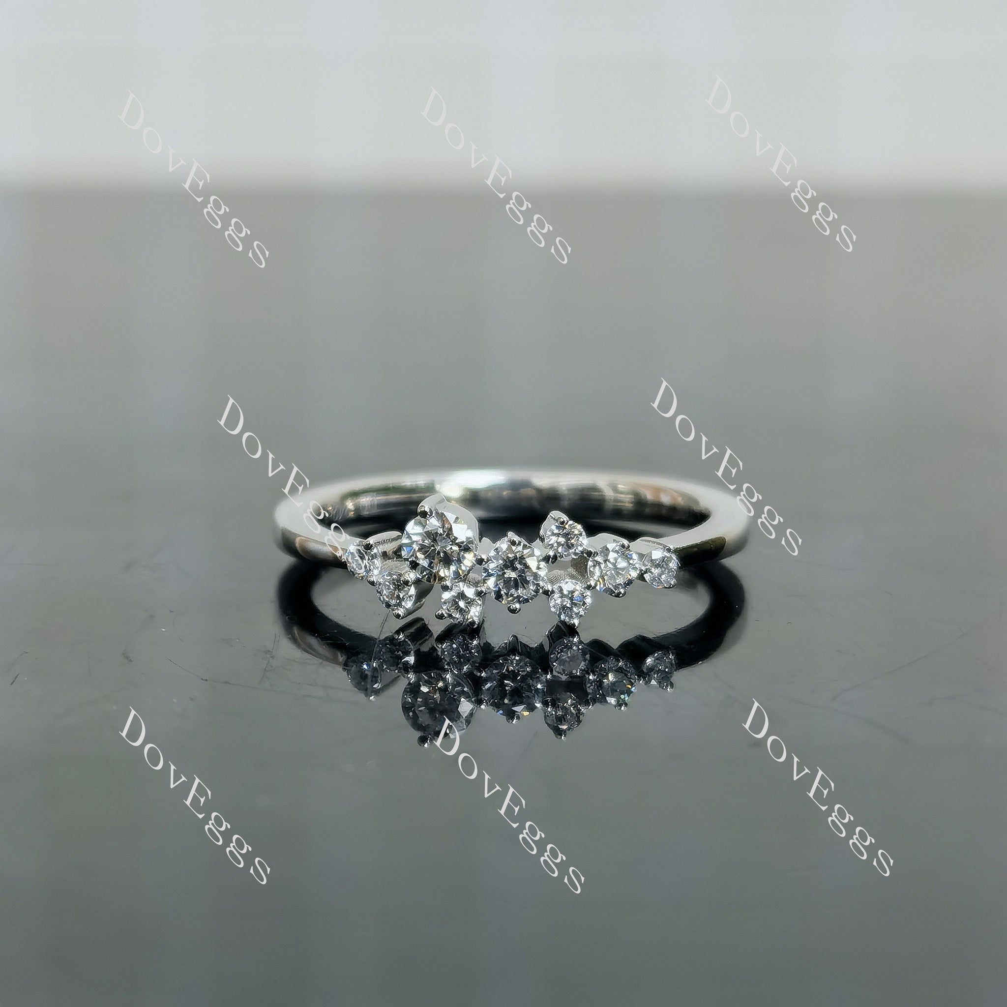 Doveggs round pave moissanite/lab grown diamond accents wedding band-2mm band width
