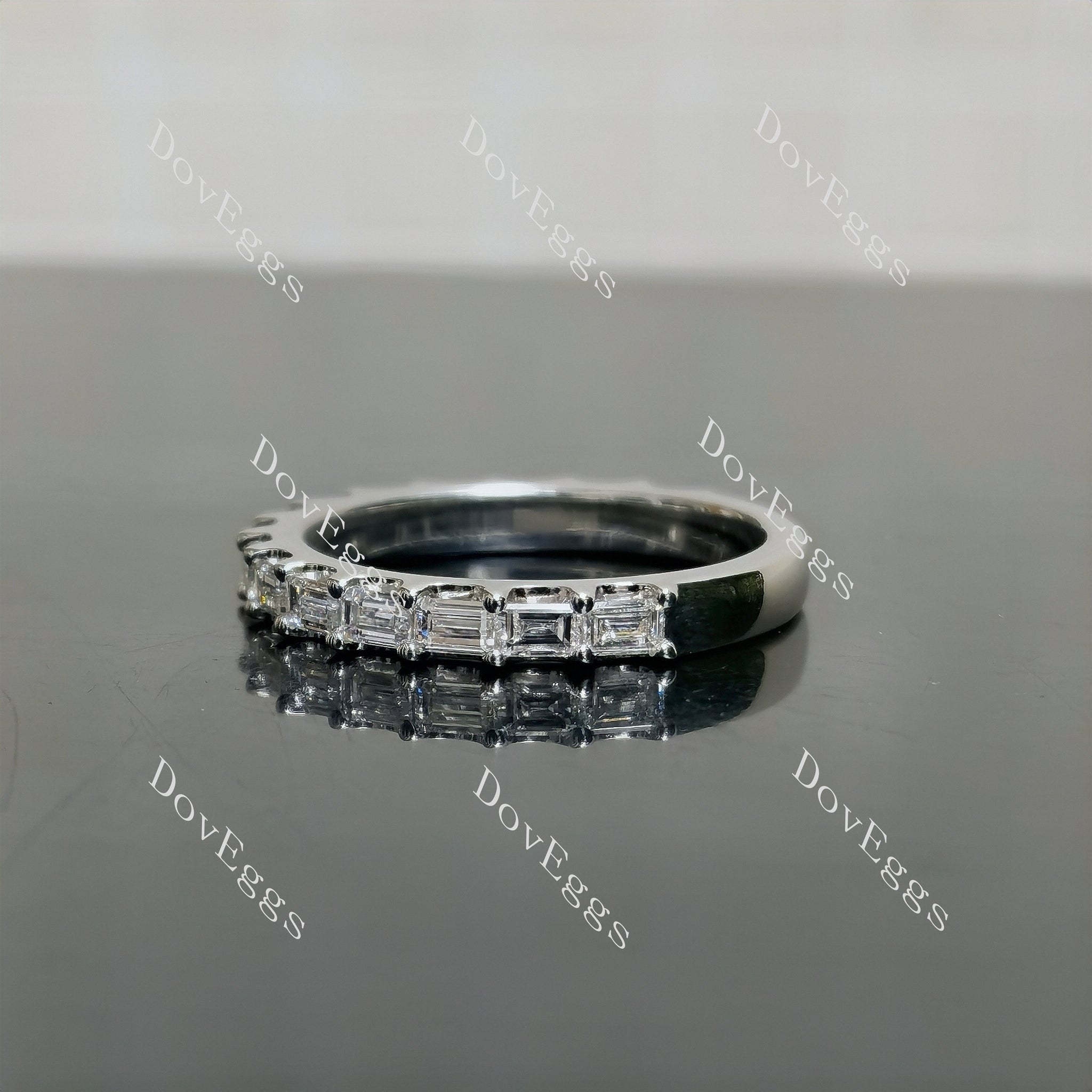 Doveggs baguette 3/4 eternity moissanite/ lab grown diamond accents wedding band-2.9mm band width
