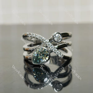 (size 8.5-8.75) Doveggs sterling silver 1.5ct pear colored moissanite engagement ring