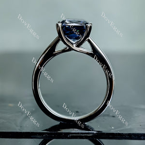 Doveggs criss cut solitaire twilight blue moissanite engagement ring