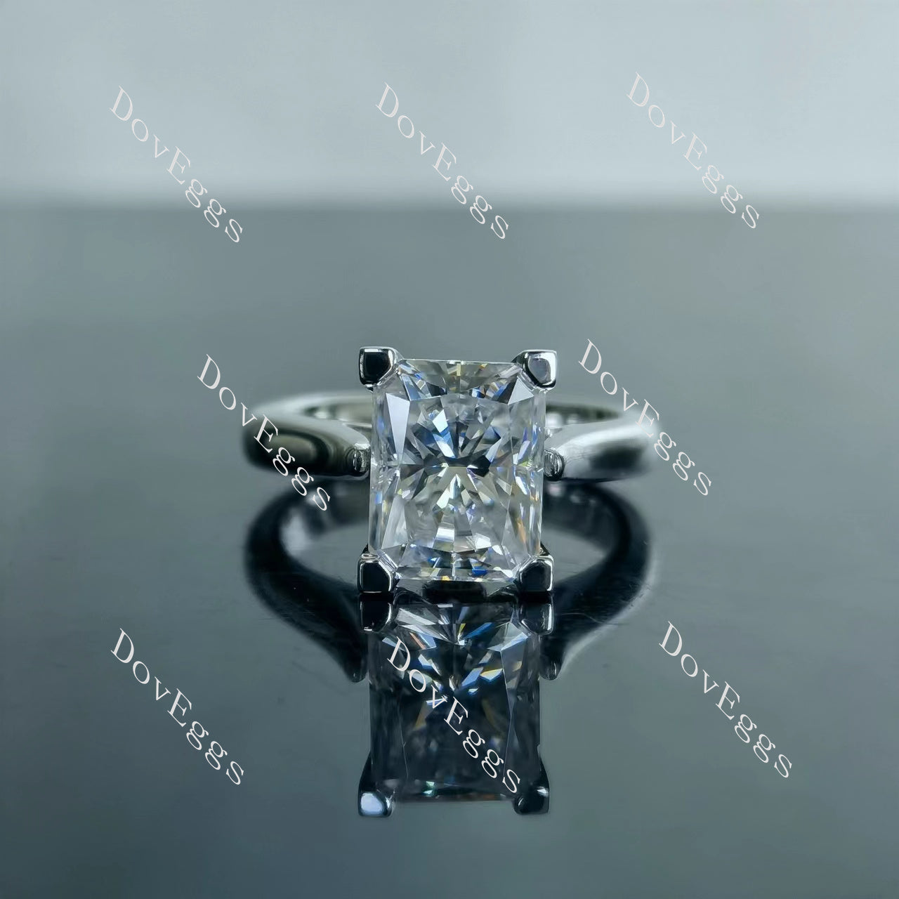 radiant paved moissanite engagement ring