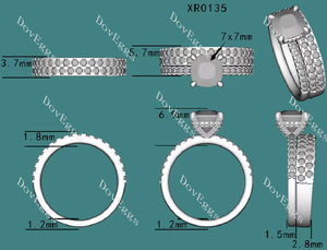 Doveggs round half eternity moissanite/lab grown diamond engagement ring wedding bands-2.8mm band width